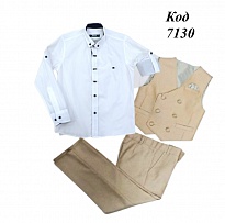 картинка Tr Костюм (жилет+штани) для хлопчика  BOLD  122 бежевий  4(1) р. магазин Одежда+ являющийся официальным дистрибьютором