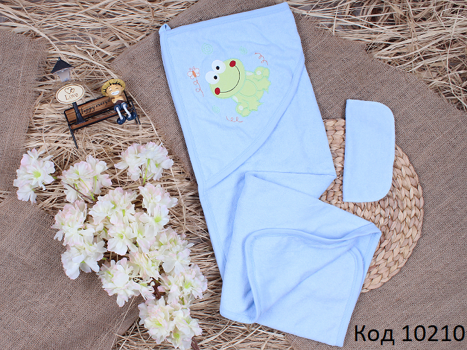 картинка Tr Рушник куточок+рукавичка махра Babyline ЖАБКА  1 шт. магазин Одежда+ являющийся официальным дистрибьютором в России 