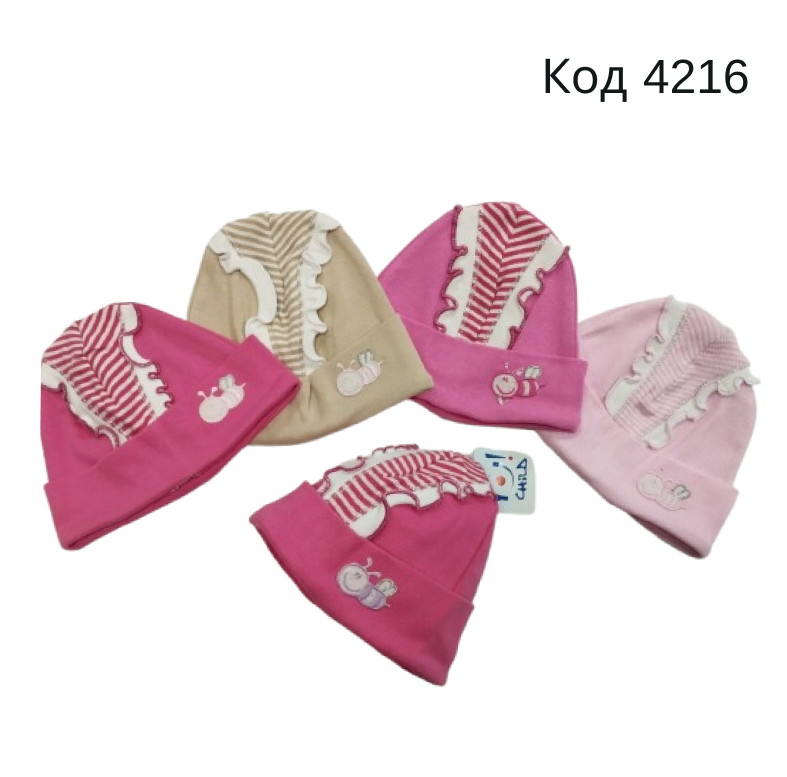 картинка ,YO Шапка трикотажна для дівчинки CDA-163  46-48  10(5)шт магазин Одежда+ являющийся официальным дистрибьютором