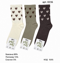 картинка MrSt Шкарпетки бавовняні жіночі Mr Step 0236 СЕРЦЯ 35-37  12(3)шт магазин Одежда+ являющийся официальным дистрибьютором
